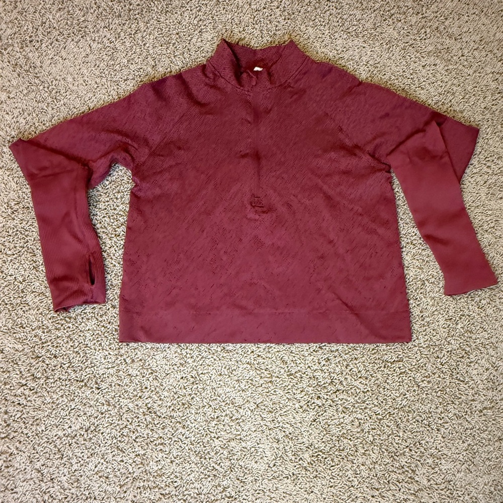 NWOT Lululemon Athletica Maroon Heathered Workout Top Quarter Zip